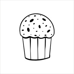 Hand drawn isolated cake element on white background for decorative design. Vector illustration