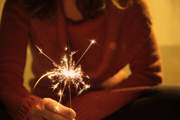 woman with sparkler