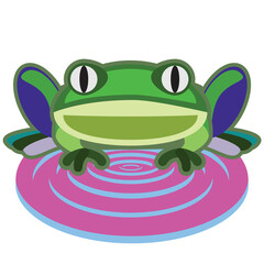  frog behind a pool of water ripples