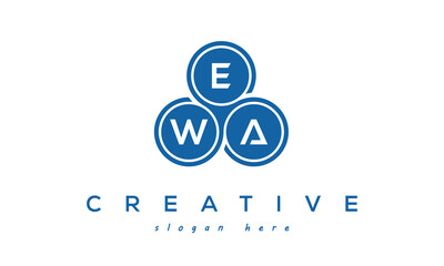 EWA creative circle three letters logo design with blue - obrazy, fototapety, plakaty