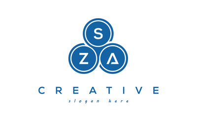 SZA creative circle three letters logo design with blue - obrazy, fototapety, plakaty
