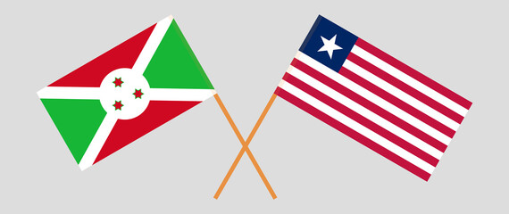 Crossed flags of Burundi and Liberia. Official colors. Correct proportion