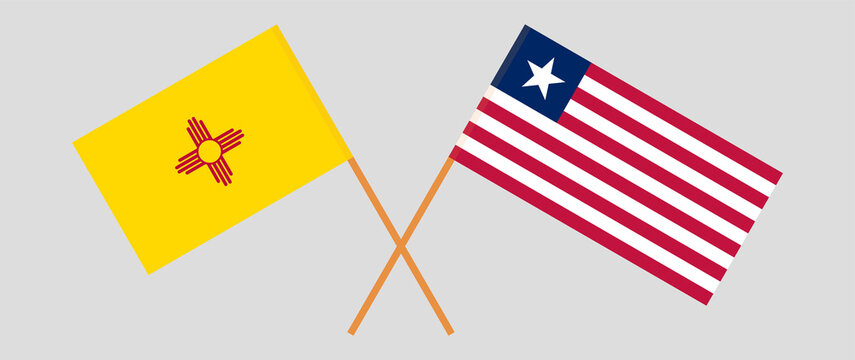 Crossed flags of the State of New Mexico and Liberia. Official colors. Correct proportion