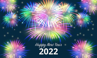 Fireworks and stars new year 2022 background