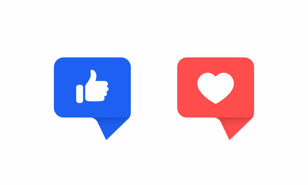 Like and Love Button Icon Vector Isolated in Speech Bubbles