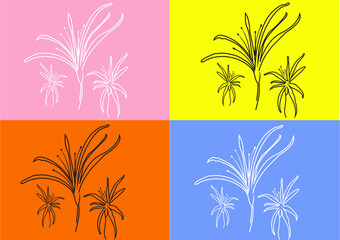 The flower vector image is a line art. Can be used for graphics and cutting plotter