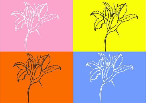The flower vector image is a line art. Can be used for graphics and cutting plotter