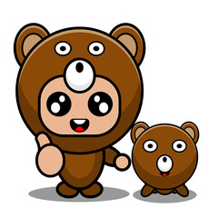 vector cartoon character cute bear animal mascot costume with little bear