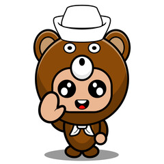 vector cartoon character mascot costume animal cute bear sailor waving