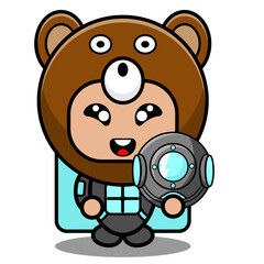 vector cartoon character cute bear animal mascot costume wearing a diver