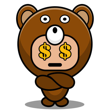 vector cartoon character cute bear animal mascot costume currency