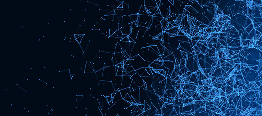 Plexus Network Futuristic Digital Data Technology Concept. 3d render illustration