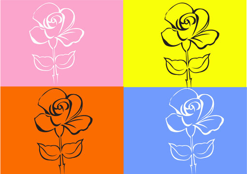 vector image of rose flower as a line art Can be used for graphics and cutting plotter