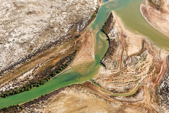 Kati Thanda Lake Eyre, South Australia, Australia, aerial photography showing textures and patterns of outback Australia