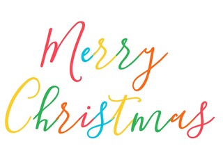 Merry Christmas . Celebrating Christmas phase. Merry Christmas text and white background with colourful handwriting.