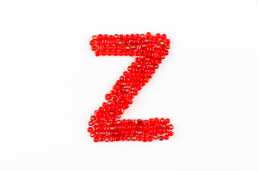 赤いビーズのアルファベット Z