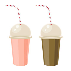 Illustration two cups milk shake concept vector food drink