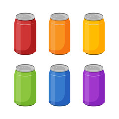 Set of cans concept drinks vector bottles illustration