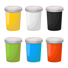 Can plastic cup disposable vector illustration multicolors