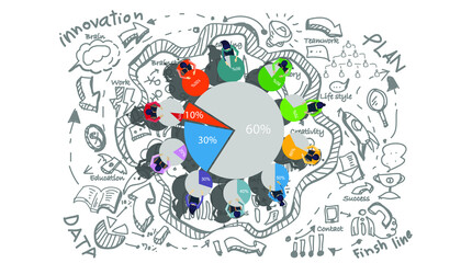 Business Brainstorming plan,think,search,analyze, for Success with percent,Graph Percent,Step, Colorful, -  Modern design Idea and Concept Vector illustration.