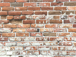 Whitewashed exposed old brick wall