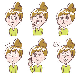 若い女性上半身表情セット