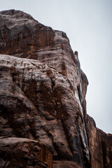 sandstone cliffs in rain