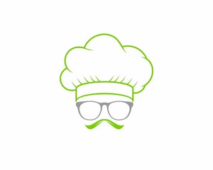 Chef with mustache from leaf logo