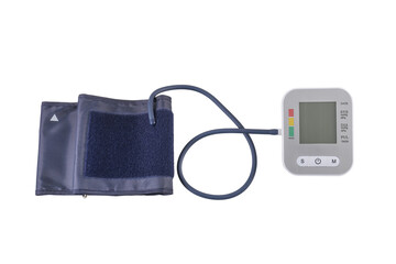 Digital Blood Pressure Monitor isolated on white background  with clipping path include for design usage purpose.