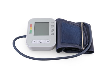 Digital Blood Pressure Monitor isolated on white background  with clipping path include for design usage purpose.