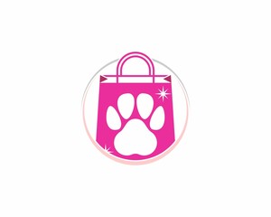 Pet paws in the shopping bag logo