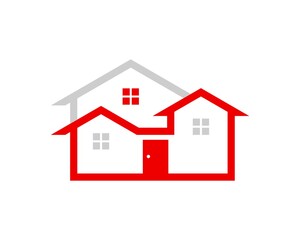 Modern real estate house in red and silver colors