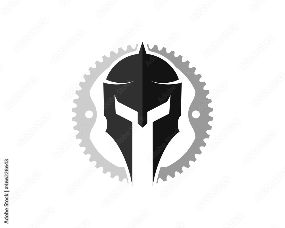 Wall mural Bicycle gear with simple spartan helmet inside