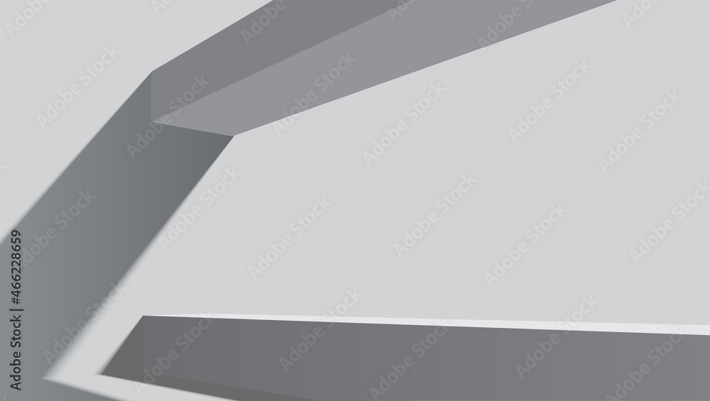 Poster studio with geometric shape and shadow from it. minimalistic gray background for branding, presentat