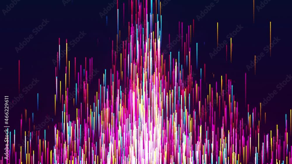 Poster abstract flying up red shinny colorful vertical dotted lines particle rising on dark red blue gradie