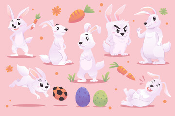 animals set rabbit bunny cute character