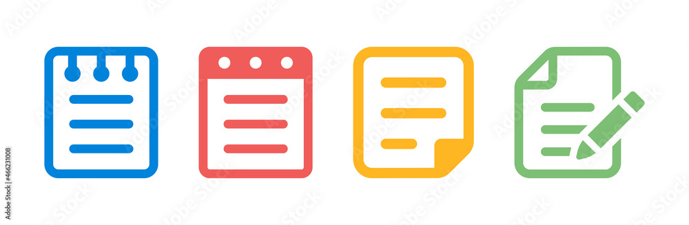 Poster note icon set. notebook symbol vector illustration