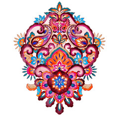 Gorgeous paisley floral , watercolor ethnic mandala design element.
