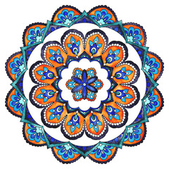 Vintage mandala floral, hand drawn watercolor ethnic design elements.