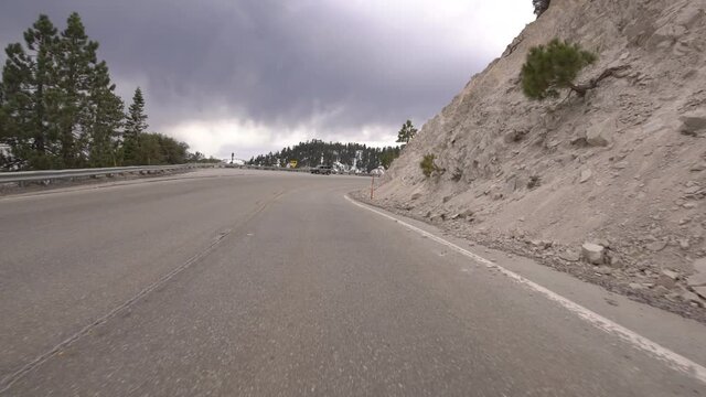 Rim of the World Scenic Byway Snow Mountain Canyon Driving Plate 07 San Bernardino Mountains California USA