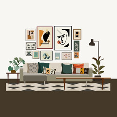 modern living room interior vector png
