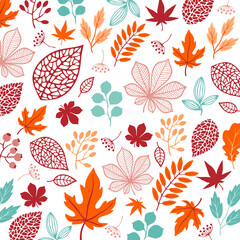 seamless pattern leaves branch in autumn
