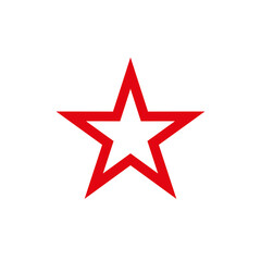 Contour red star. Heraldic sign, five-pointed star. The symbol of the Red Army. Isolated icon on white background. Raster pictogram.