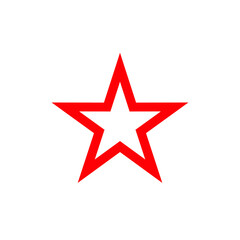 Contour red star. Heraldic sign, five-pointed star. The symbol of the Red Army. Isolated icon on white background. Vector pictogram.