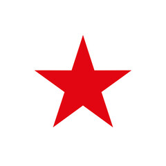 The Red Star. Heraldic sign, five-pointed star. The symbol of the Red Army. Isolated icon on white background. Raster pictogram.