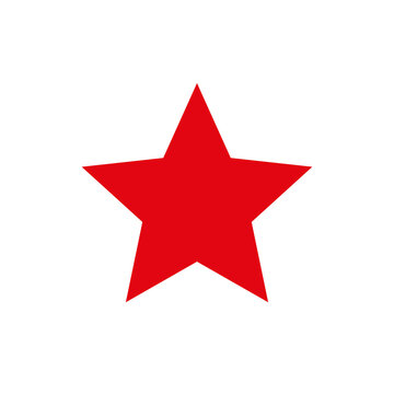 The Red Star. Heraldic sign, five-pointed star. The symbol of the Red Army. Isolated icon on white background. Raster pictogram.