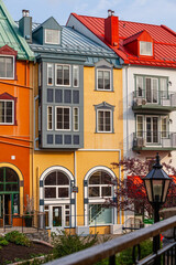 Fototapeta na wymiar Color Condo buildings in Mont-Tremblant village