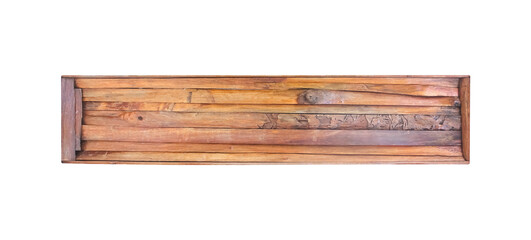 Wood wall frame with horizontal brown patterns isolated on white background , clipping path