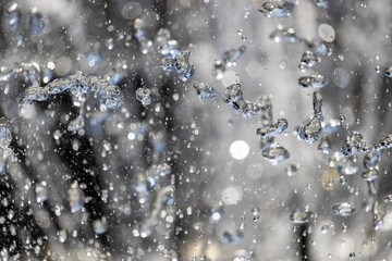 Background of large small water droplets, blurred bokeh and water droplets with mercury effect