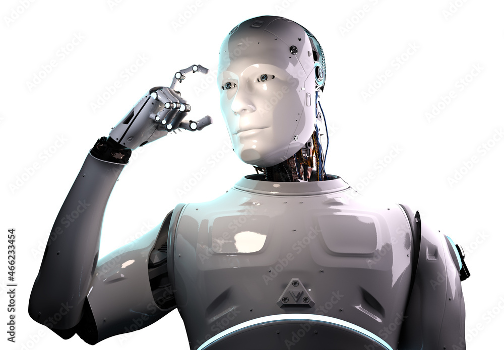 Poster artificial intelligence robot or cyborg empty hand